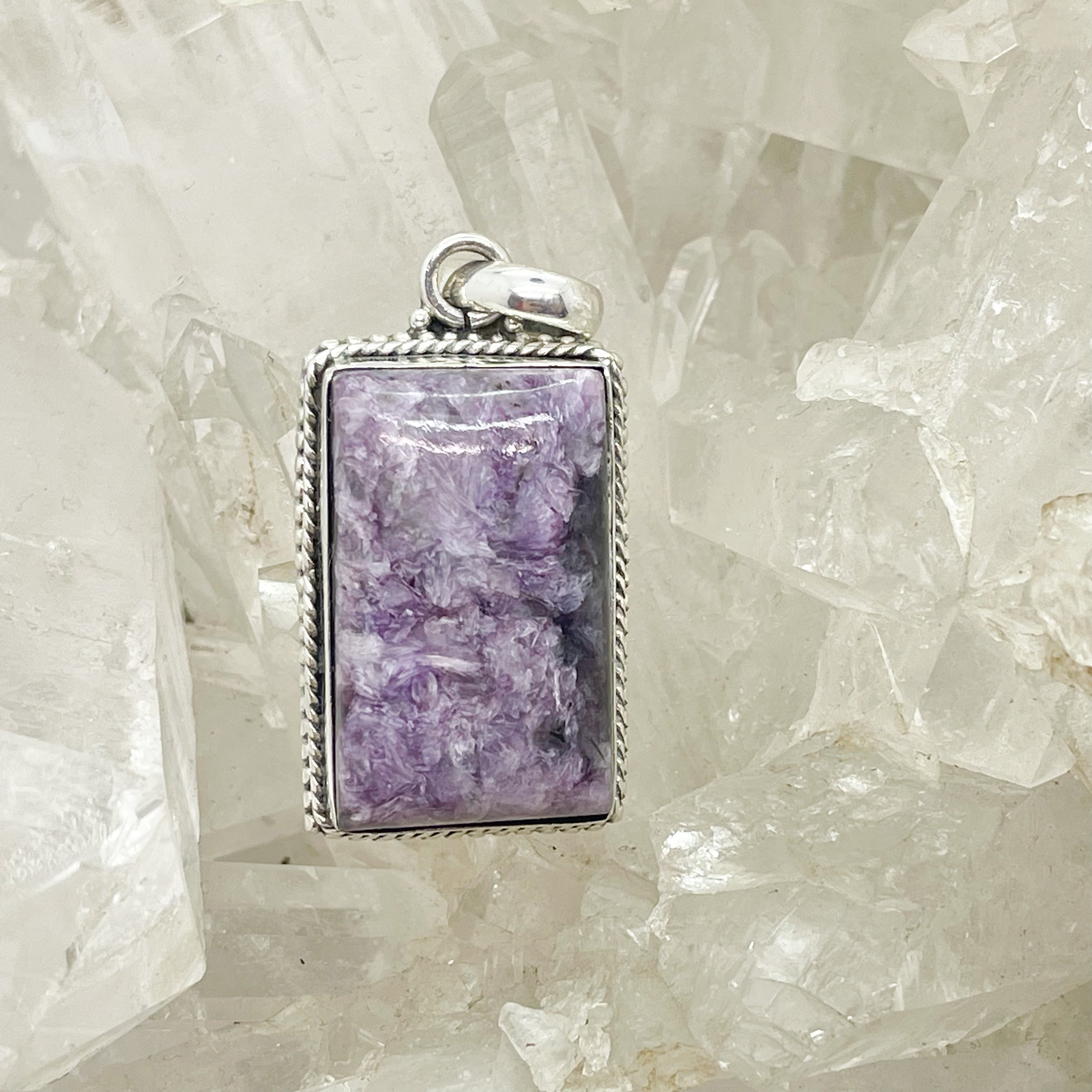 Sterling Silver Charoite Freeform Pendants Sterling Silver Charoite Freeform Pendants