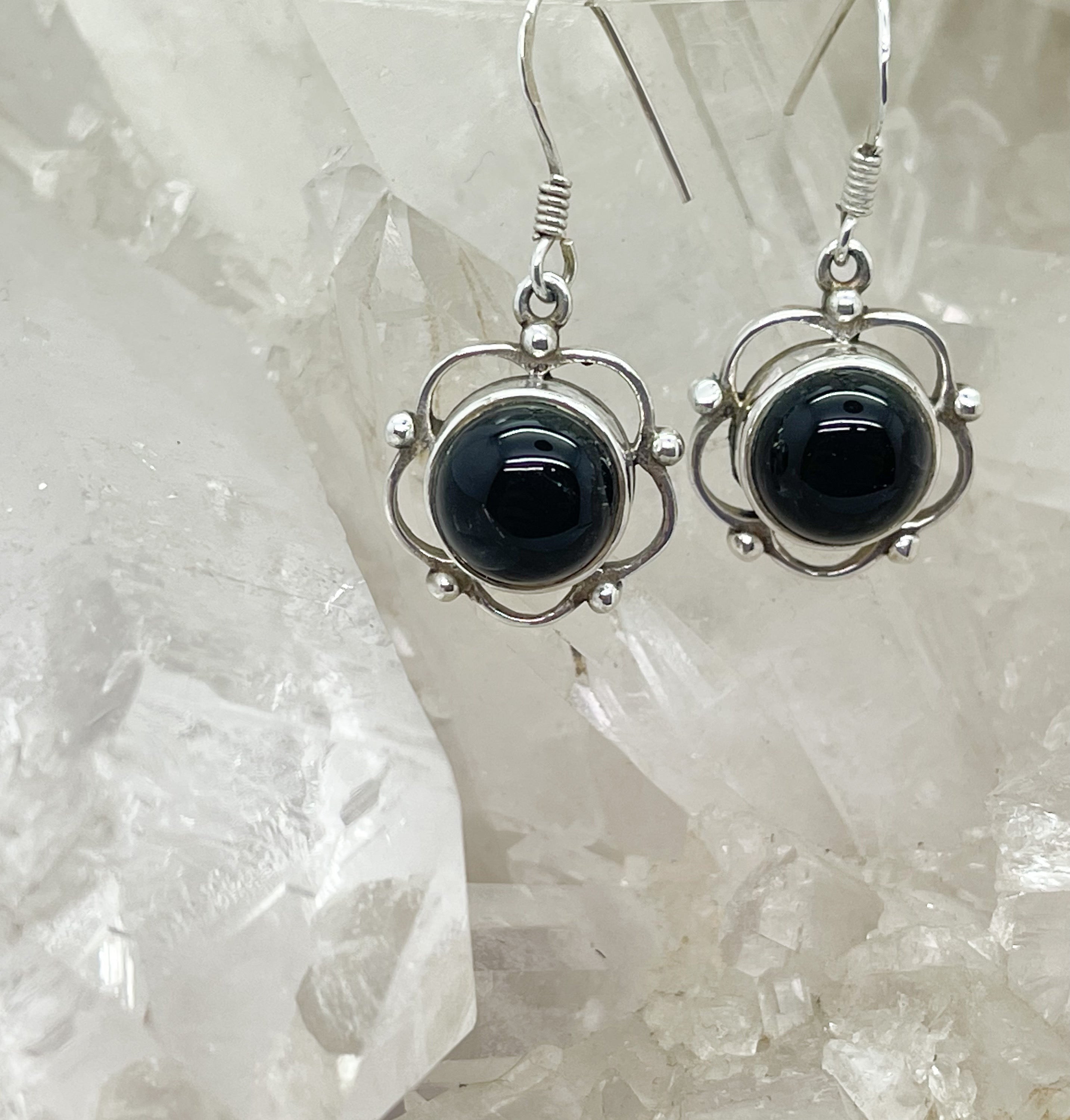 Onyx and silver deals earrings